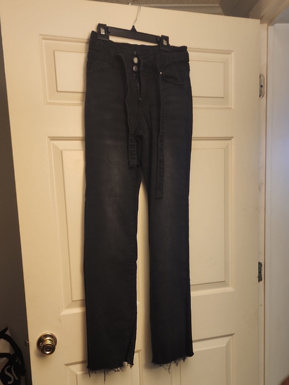 Grace & Lace Black Boot Cut Jeans with Frayed Hem